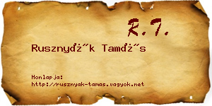 Rusznyák Tamás névjegykártya
